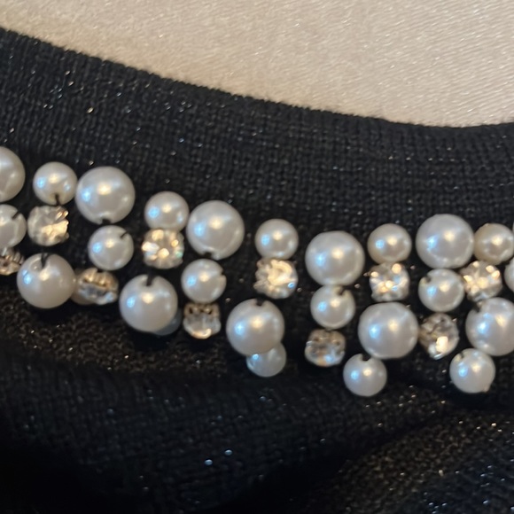 NWT- Elementz black Pearl and Diamond accents sweater/blouse $17 - Picture 8 of 9